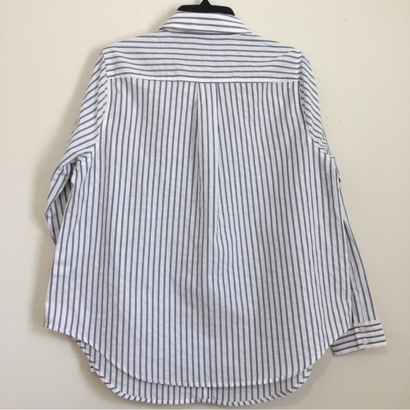 Torrid Lizzie blue white Striped Cotton Button Down Long Sleeve Shirt Plus 00 - Picture 6 of 16